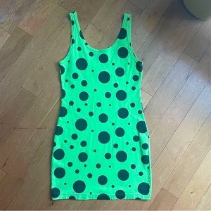 Green + Black polka dot bodycon dress